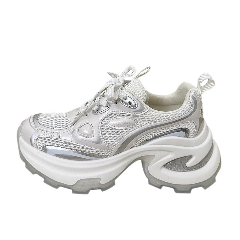 Silver Dad Shoes Children's Summer New Mesh Breathable Thick Sole Heightening Leather Casual Sports Shoes