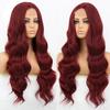 شعر مستعار اصطناعي طويل مموج باللون الأحمر الخمري للنساء شعر مستعار طبيعي مقاوم للحرارة بنصف جزء للحفلات التنكرية لوليتا