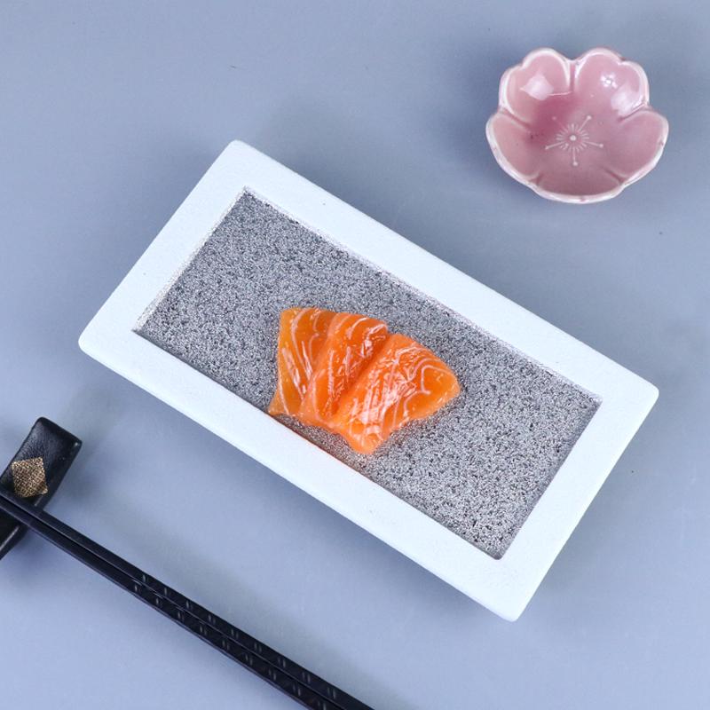 Japanese Kaiseki Ryori Style Retro Rectangular Cuisine Plate for Sushi, Sashimi, Yakitori, and Yakiniku.