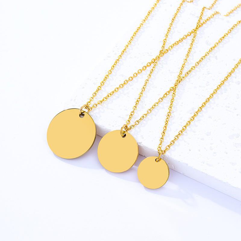 Stainless Steel Round Pendant Necklace - Blank, Engraveable, Ideal for Gifts