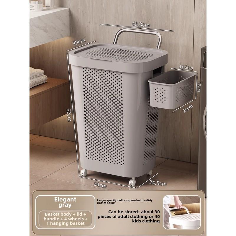 Large Capacity Laundry Hamper with Lid - Dirty Clothes Storage Basket for Bathroom