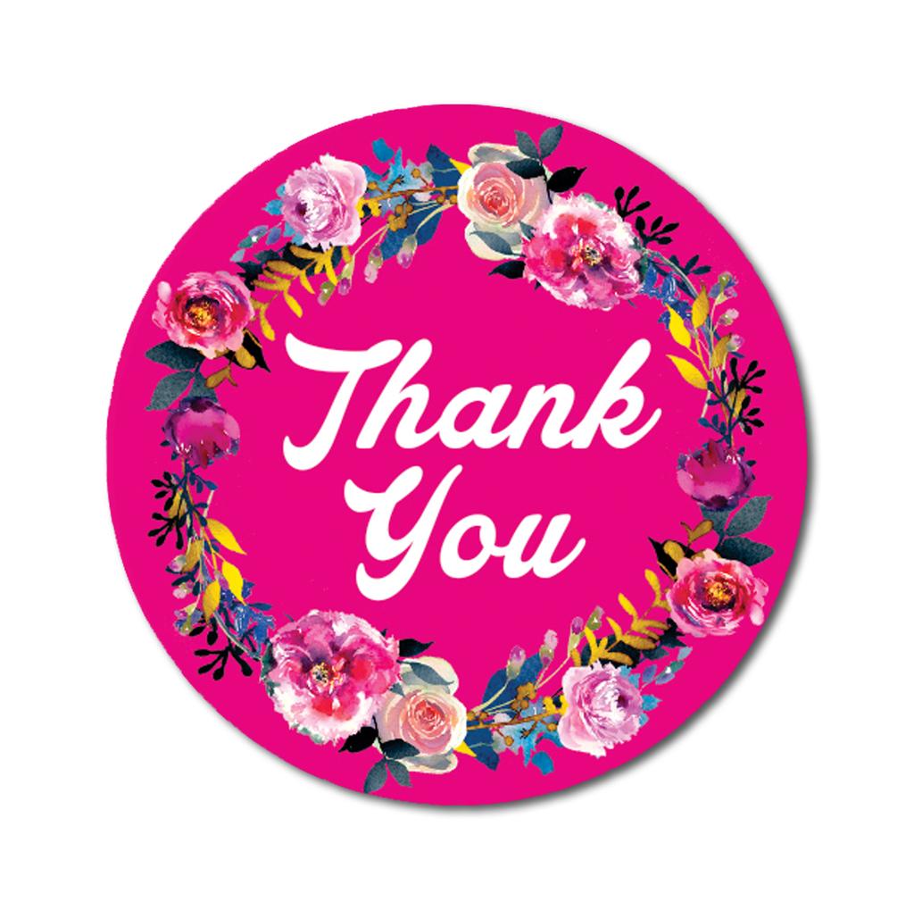 Darling Souvenir Personalized Floral Border Elegant 1.6 Inches Round Thank You Stickers DIY-45