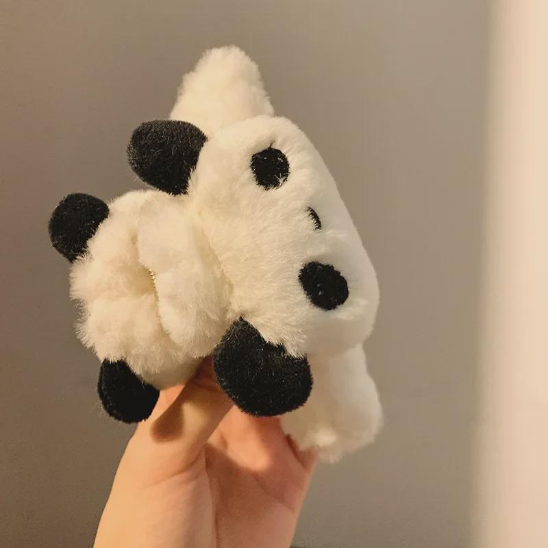 Panda Plush Hair Clip for Women - Cute Cartoon Shark Ornament for Autumn/Winter