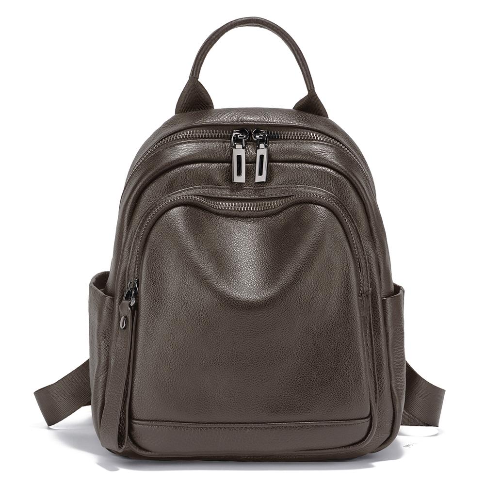 Zency Genuine Leather Stylish Backpack For Women Large Capacity Natural