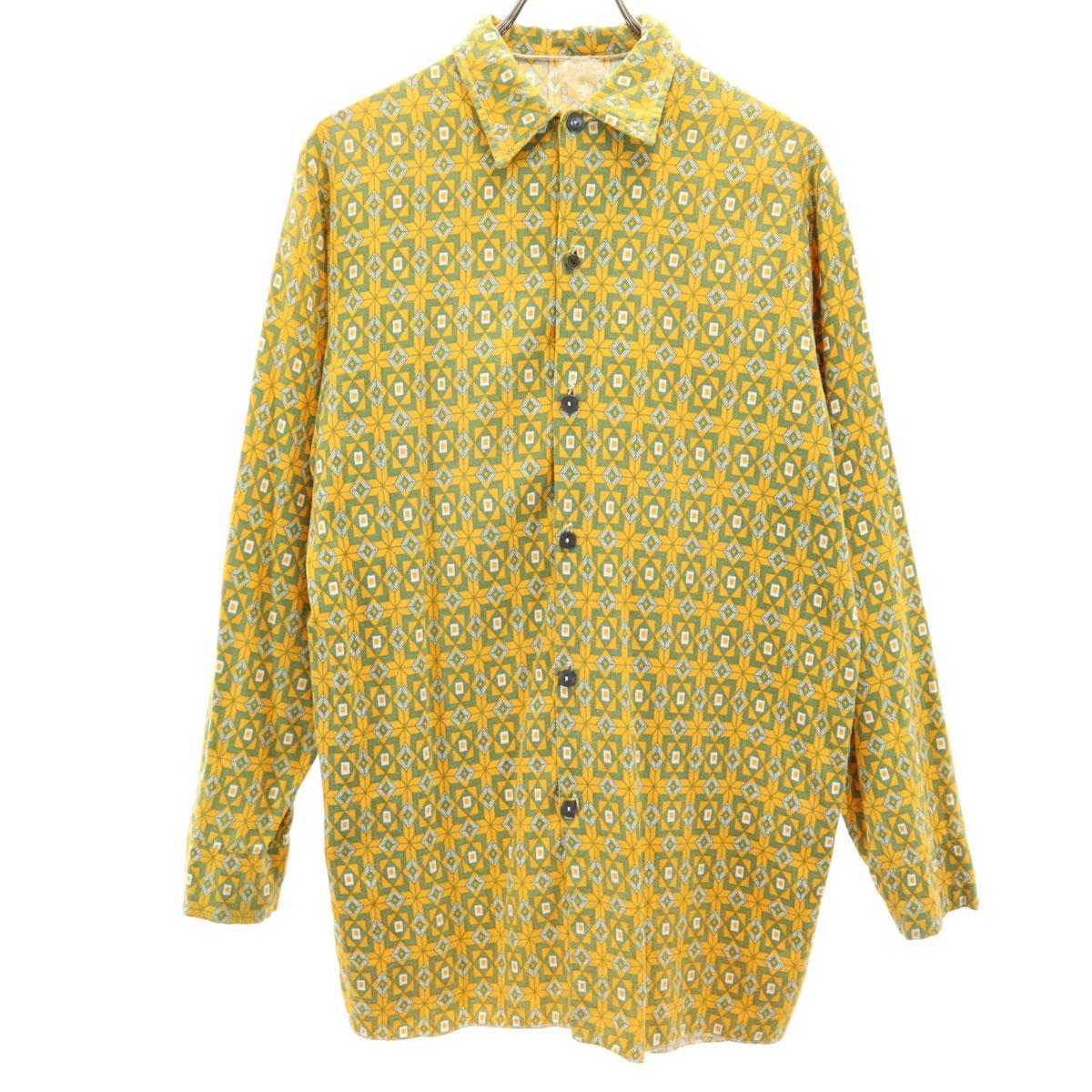 

ВИНТАЖНАЯ рубашка 60-х 70-х годов с длинным рукавом на пуговицах, желтая, мужская, б/у, с узором Аргайл