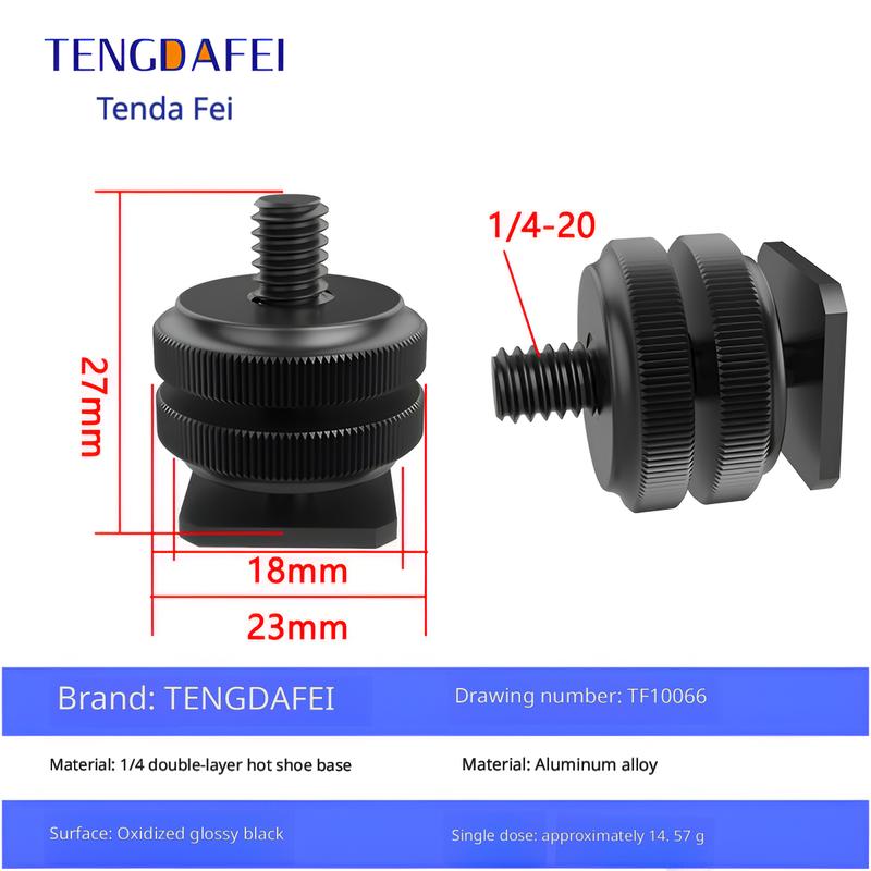 1/4 Camera Hot Shoe Mount with 3/8 Cold Shoe Adapter, 5/8 Adapter Base & Tripod Head Extension Screw for Flash Stand Base