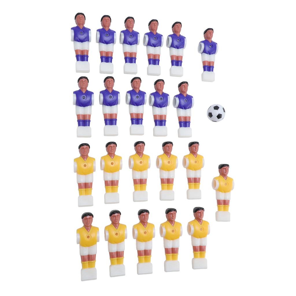 Foosball Soccer Table Football Men Player Replacement Parts with 11 Purple 11 Yellow Foosball Players Black White