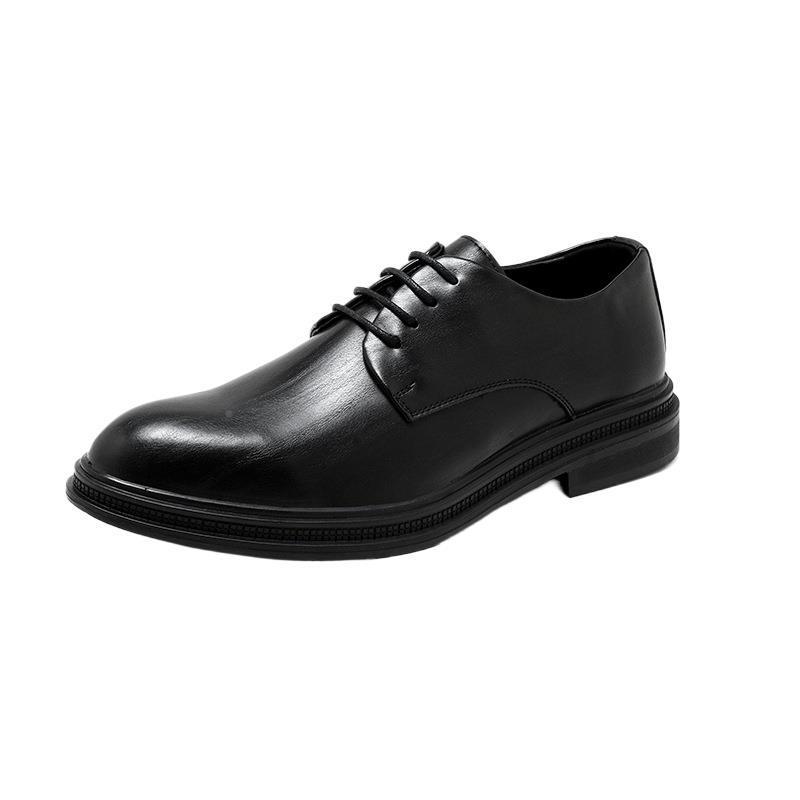 Scarpe da Uomo Nere a Punta in Pelle - Stile Britannico, Formali da Business, Casual, Rialzanti, Ideali per l'Autunno e i Matrimoni.