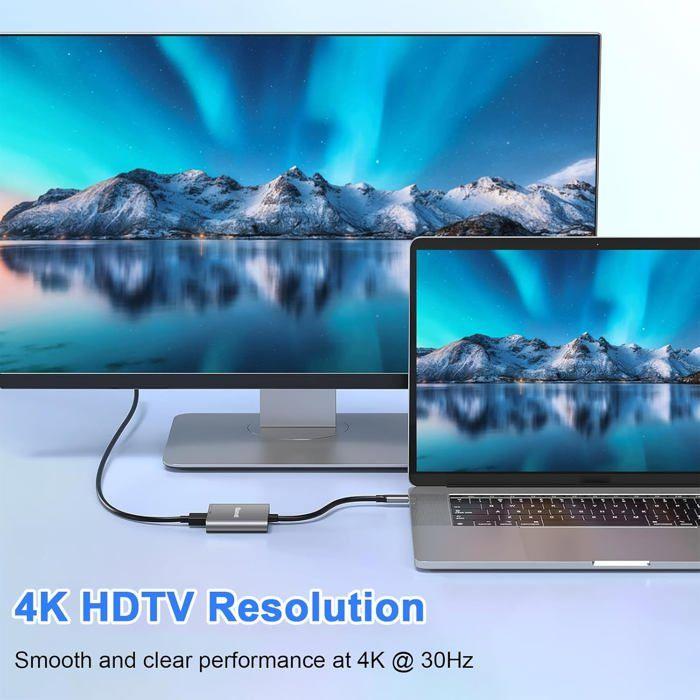 Adaptateur USB-C HDMI - REM - Hub 3-en-1 - HDMI 4K@30Hz - USB 3.0 5Gbps - Charge PD 100W