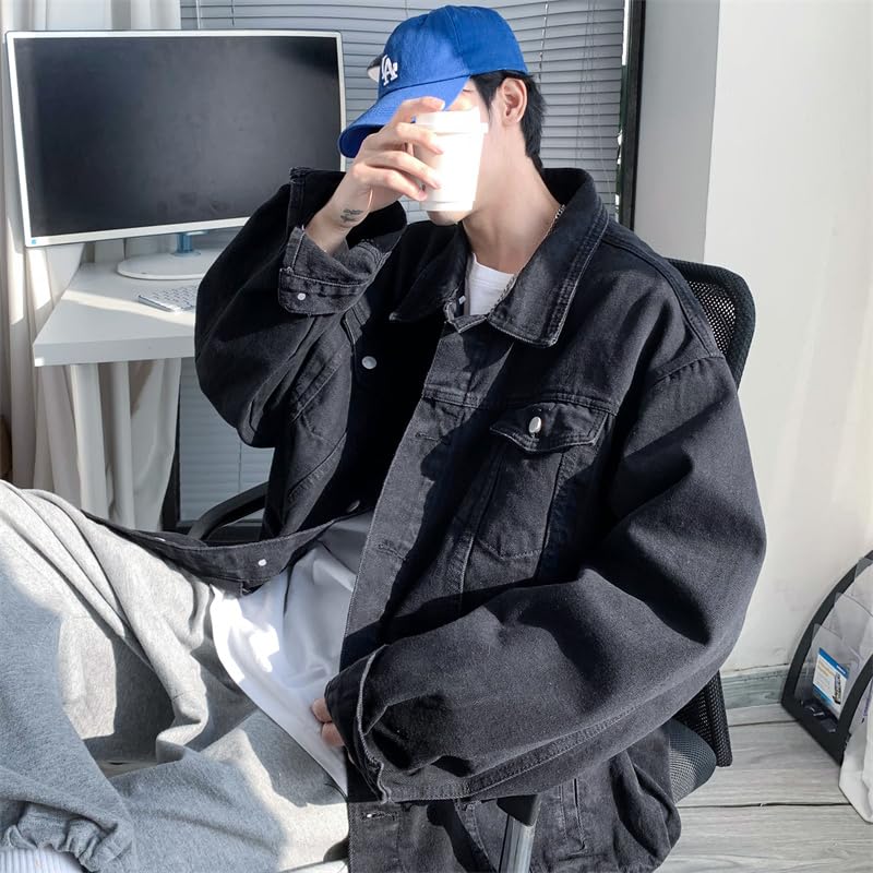 East Rain Black Denim Plus FUN215 Men's Jacket, Spring, Autumn, Winter, Sizes,