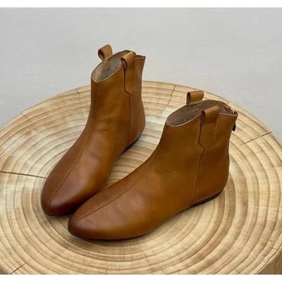 Designer Flat Women's Shoes Fashion Ankle Boots Retro Casual Plus Size Short Boots Zipper Solid Color Warm Flat Zapatos Mujer