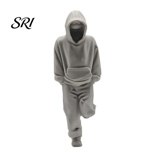 3D Printed Ornament Thinker Figurine, Sweatsuit Man Statue for Home Office Decor Desk Bookshelf Decor, Collectible Ornaments Men Women Figurine