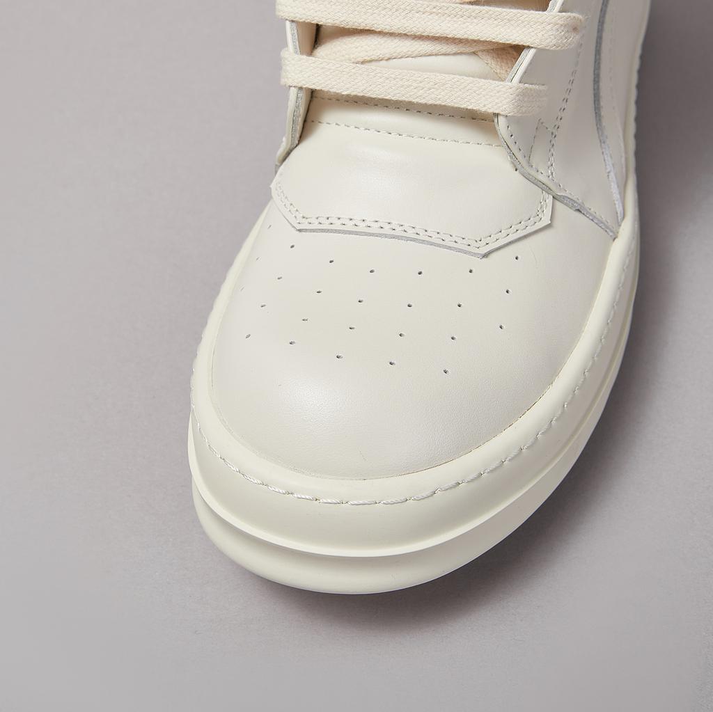High Top White Ankle Boot Geobasket Leather Casual Sneaker for Men and Women Zipper Lace-Up Flat Thick-Sole Shoe