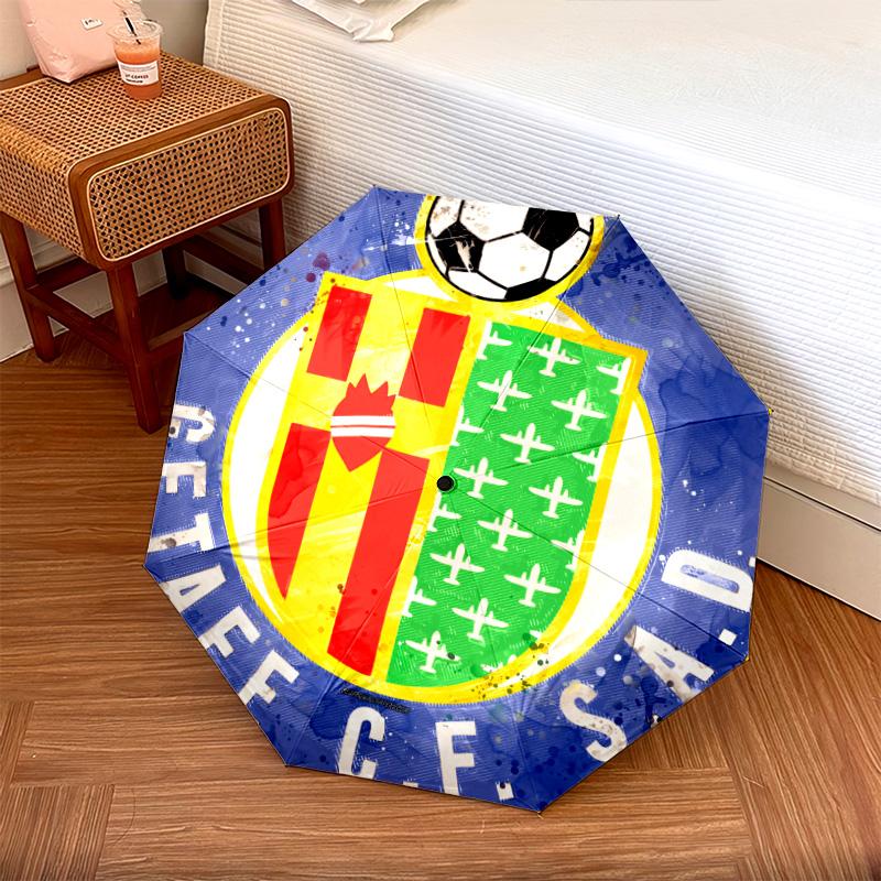 Getafe CF pattern, automatic folding umbrella, portable and foldable design, 8 ribs, a Christmas or birthday gift.