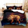 Tiger Duvet Cover Set Purple Flower Comforter Cover Boys African Safari Wild Animals Big Cat Queen King Polyester Quilt Cover