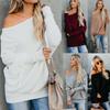 Stylish Women One Shoulder Knitted Sweater Blouse With Long Sleeves And Soft Material
