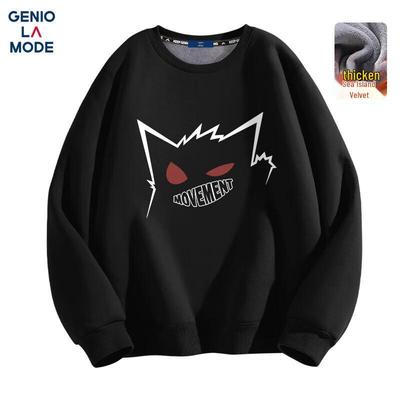 GENIOLAMODE Herren Fleecegefüttertes Grafik-Sweatshirt