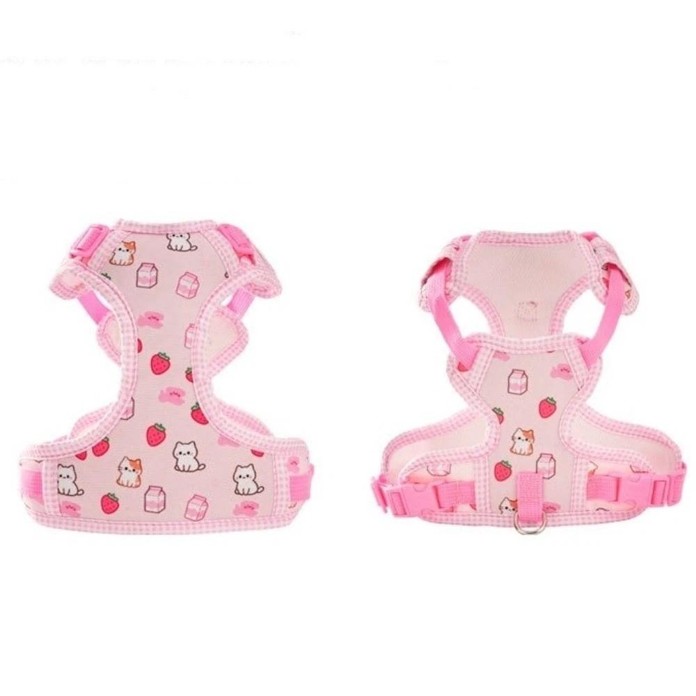 Cartoon Pattern Dog Harness Leash Set Escape-Proof Pet Walking Rope Dog Harness Vest Daily Use