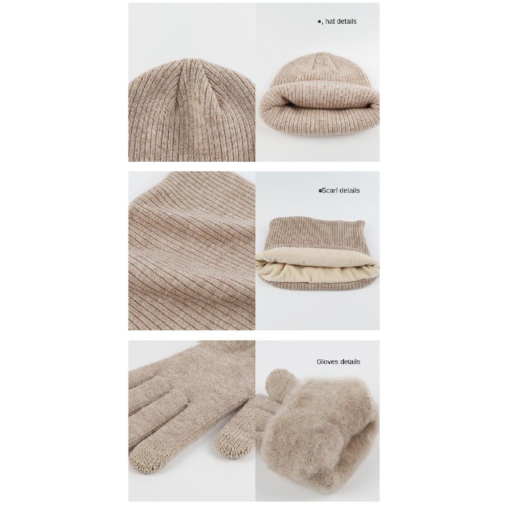 Winter Warm Woolen Hat Scarf Gloves Three-Piece