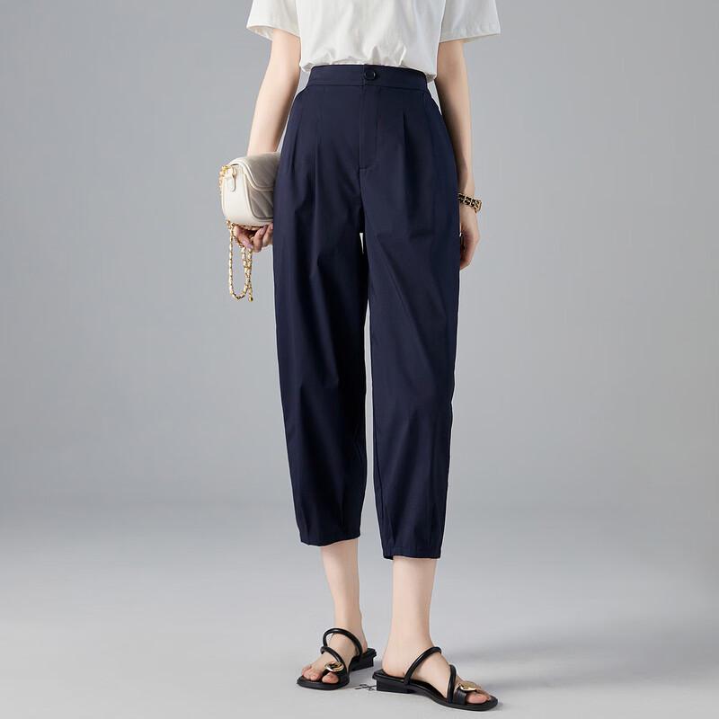 Demana Women's Elastic Waist Cropped Casual Pants