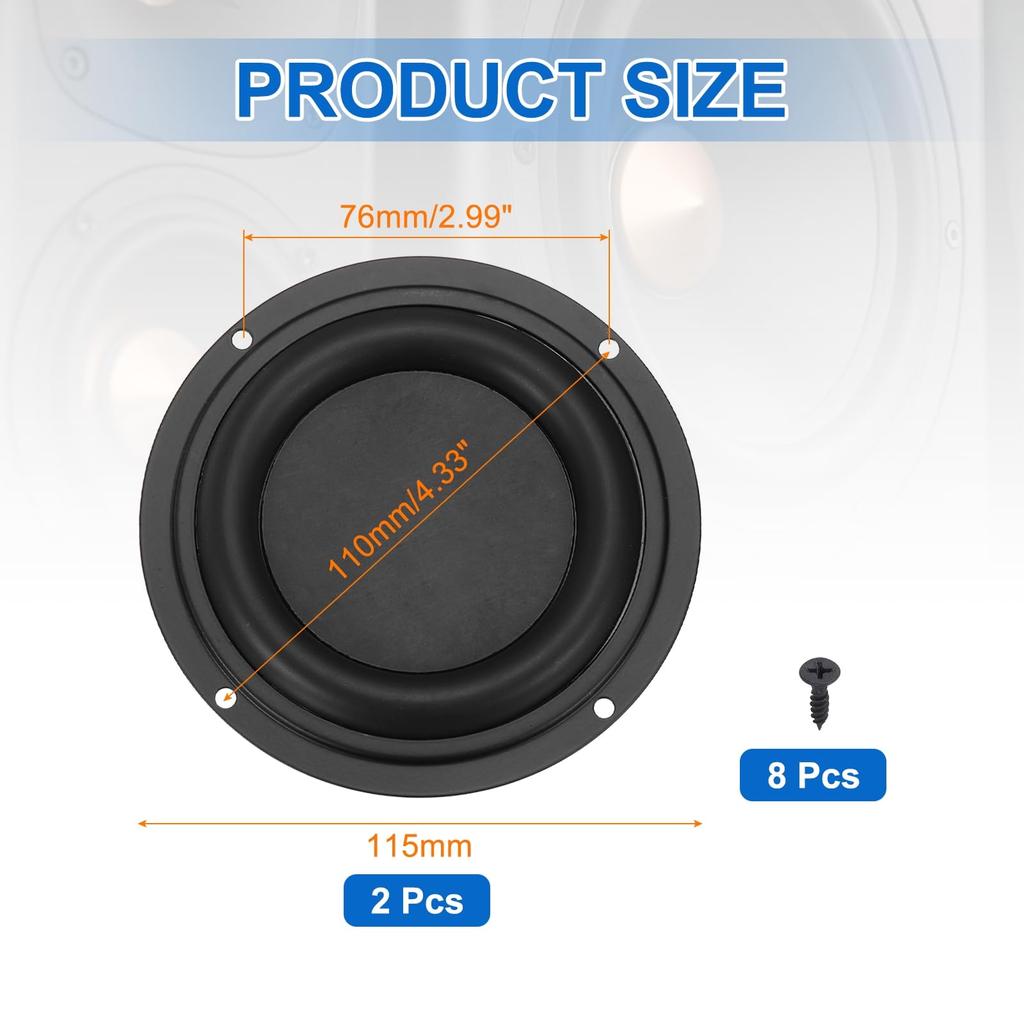 uxcell 2pcs Passive Diaphragm Plates for Round Rubber Vibration Diaphragm Bass Speaker Replacement DIY Kit 8 4-inch Woofers, Plates, (Includes Screws)