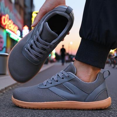 Chaussures de marche pieds nus d'extérieur pour hommes - Baskets athlétiques plates décontractées avec design à bout large