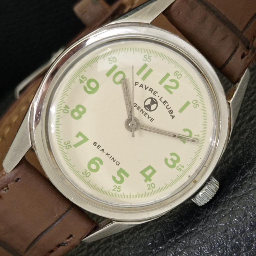 FAVRE LEUBA SEA KING VINTAGE HAND-WINDING SWISS MENS SIGN CASE WATCH A702026-5 R208-a702026