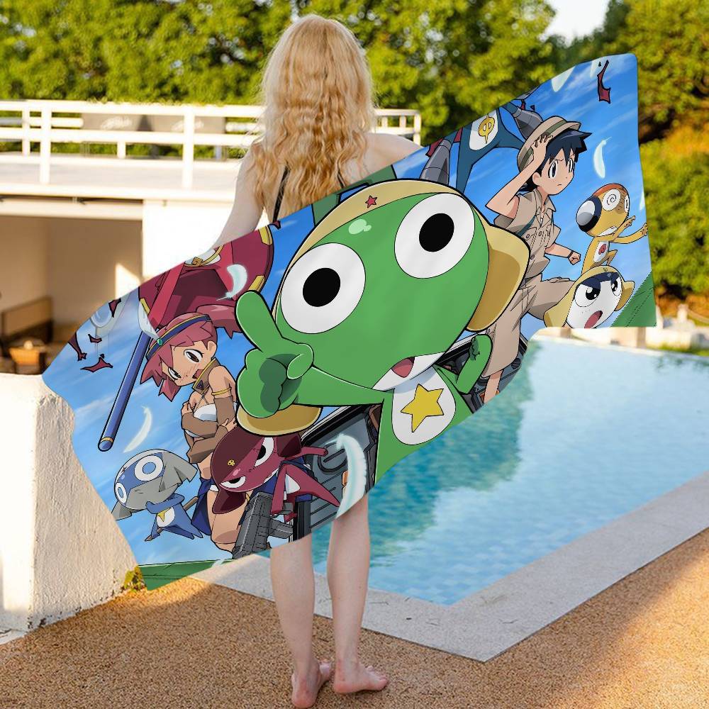 Keroro Frog Cool Gunsou Sergeant Beach Towel Colorful Bath Towels Microfiber Quick Dry Sand Free Beach Yoga Spa Gym Pool