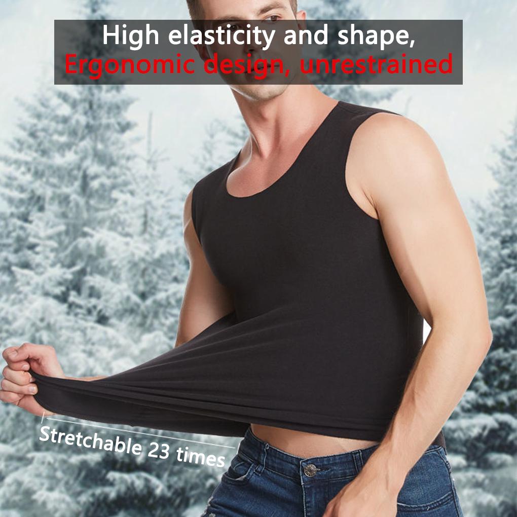 Men Thermal Vest Warm Fashion Basic Top Fitness Exercise Bottoming Baselayer Sleeveless Underwear Elastic Comfortable