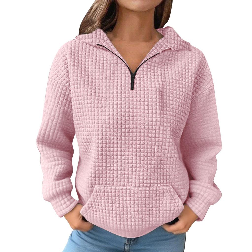 Ladies Fashion Casual Long Sleeve Pullover Top With  Pockets
