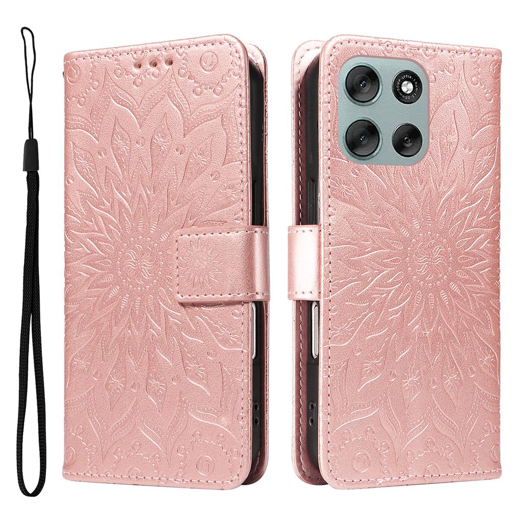 For Motorola Moto G56 5G Leather Wallet Case Sunflower Imprinted Phone Cover