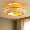 Bamboo Ceiling Fan Fans With Lights Remote Control Bedroom Decor Ventilator Lamp 50cm Air Invisible Blades Retractable Silent