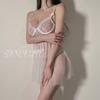 Erotic Underwear, Sexy Halter Lace Seductive Nightdress, Steel Frame Gathering Hot See-through Uniform Pajamas 8802