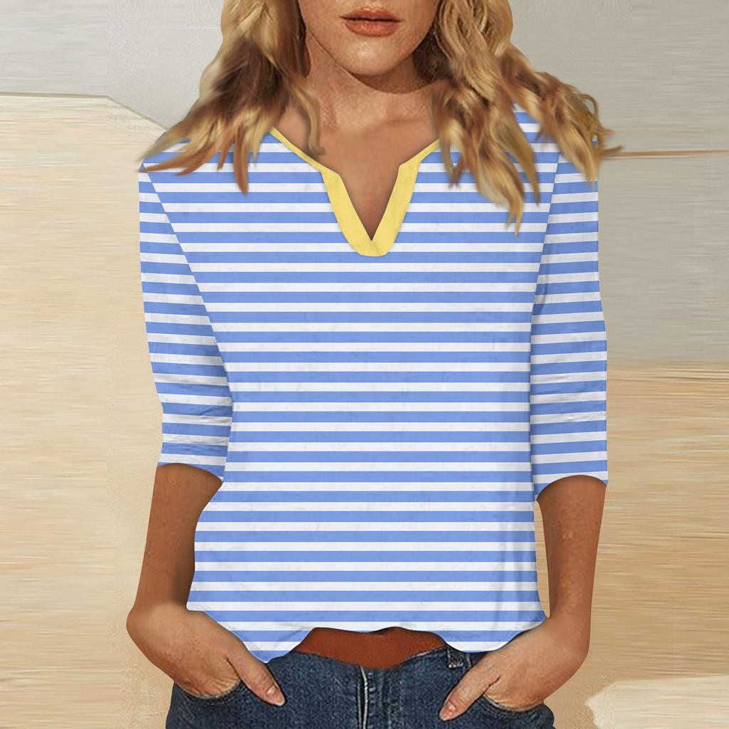 Women's Stand Collar 3/4 Sleeve Printed Top T-shirt