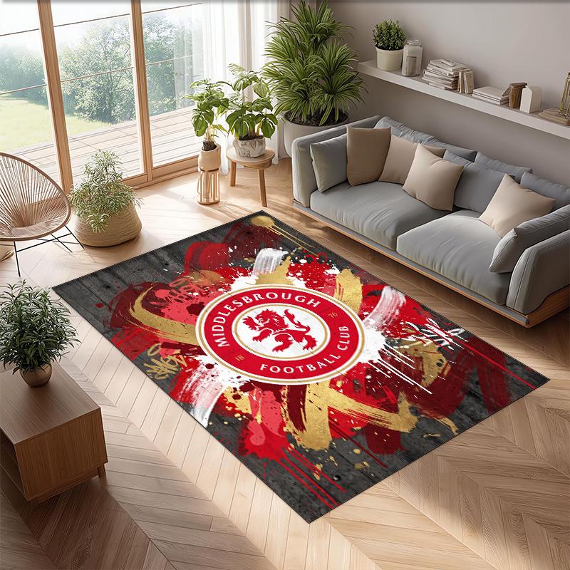 Tappeto Morbido per Pavimento Antiscivolo Decorazione Sportiva Middlesbrough FC Calcio Calcio Pattern per Camera da Letto