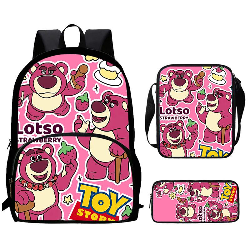 Strawberry Bear School Bag High Definition Printing Multi-Function Oxford Lightweight Backpack
