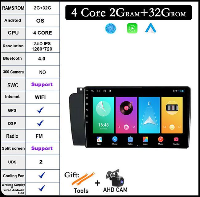 7 Inch Android 14 For Volvo XC70 V70 S60 2005 - 2009 Car Radio Multimedia Player Navigation GPS Carplay 4G WIFI
