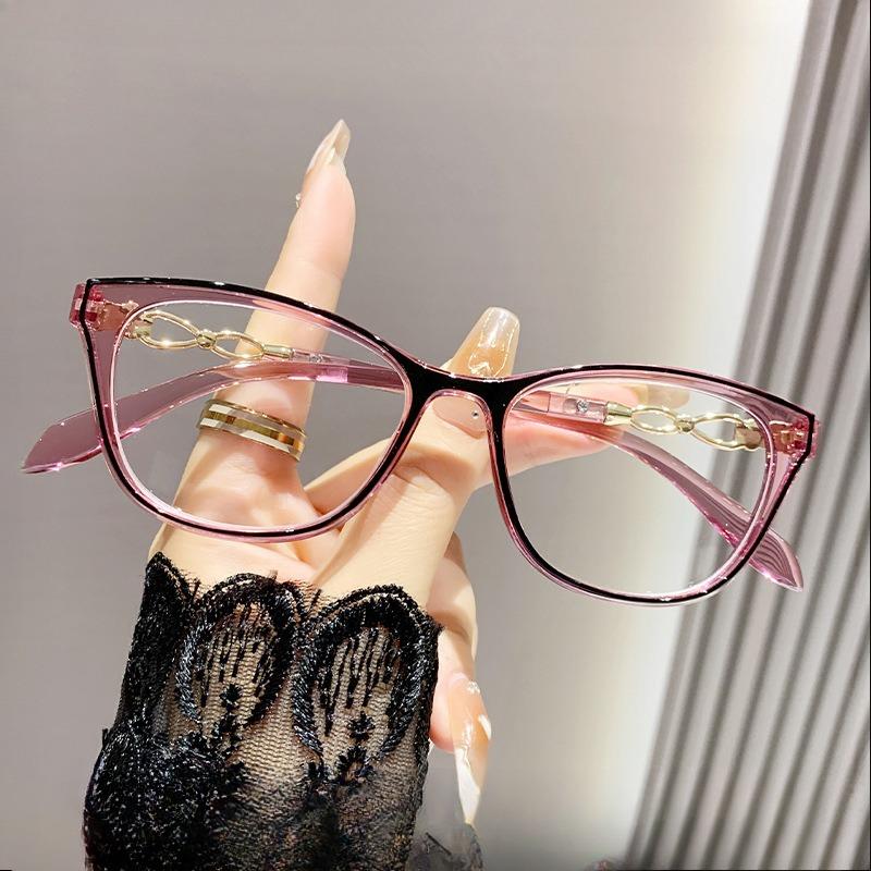 Cat Eye Reading Glasses Women Fashion Anti-Blue Light Metal Chain Legs Eyeglasses Vintage Presbyopic Eyewear