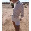 Spring New Women's Clothing French Style Design Pure Color Lace Long Sleeves Turtleneck Basic Style Tops 4886002