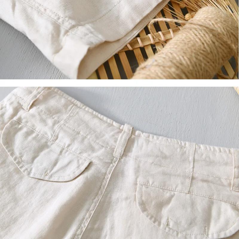 Summer 100% Linens Men's Shorts Holiday Beach Short Baggy Pants Breathable Men Clothing Fresh Color Straight Casual Shorts