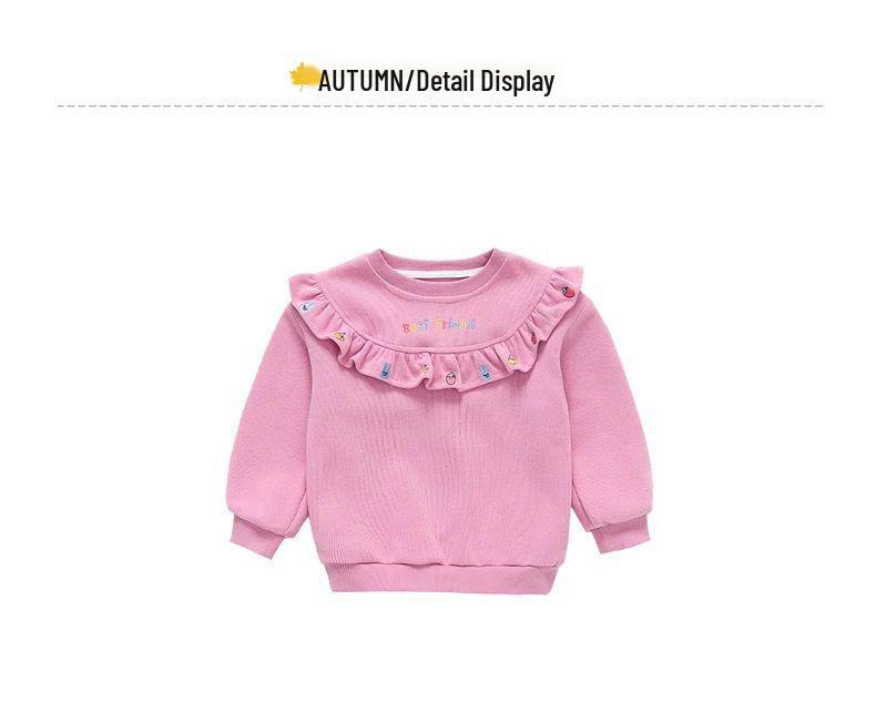 Girls' Stylish Long Sleeve Plus Velvet Sweatshirt - Korean Spring & Autumn 2026 Collection