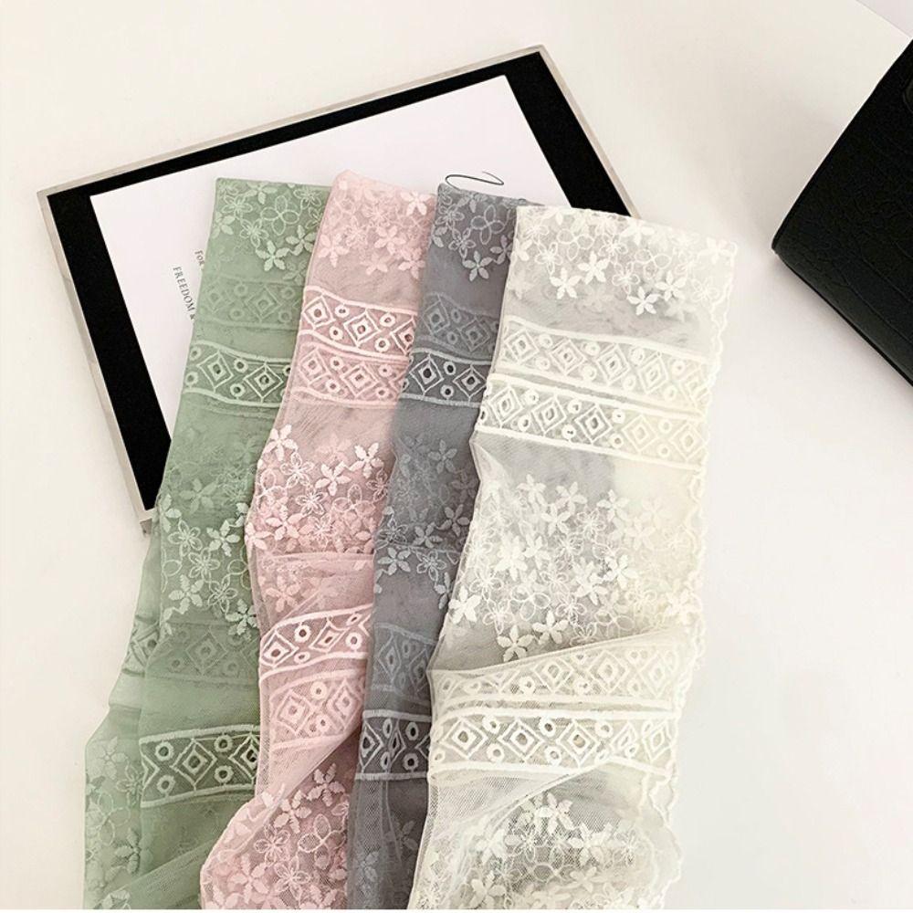 Sweet Ribbon Embroidery Lace Scarf Thin Printed Long Scarves Neckerchief Multifunction Flower Scarf Beach