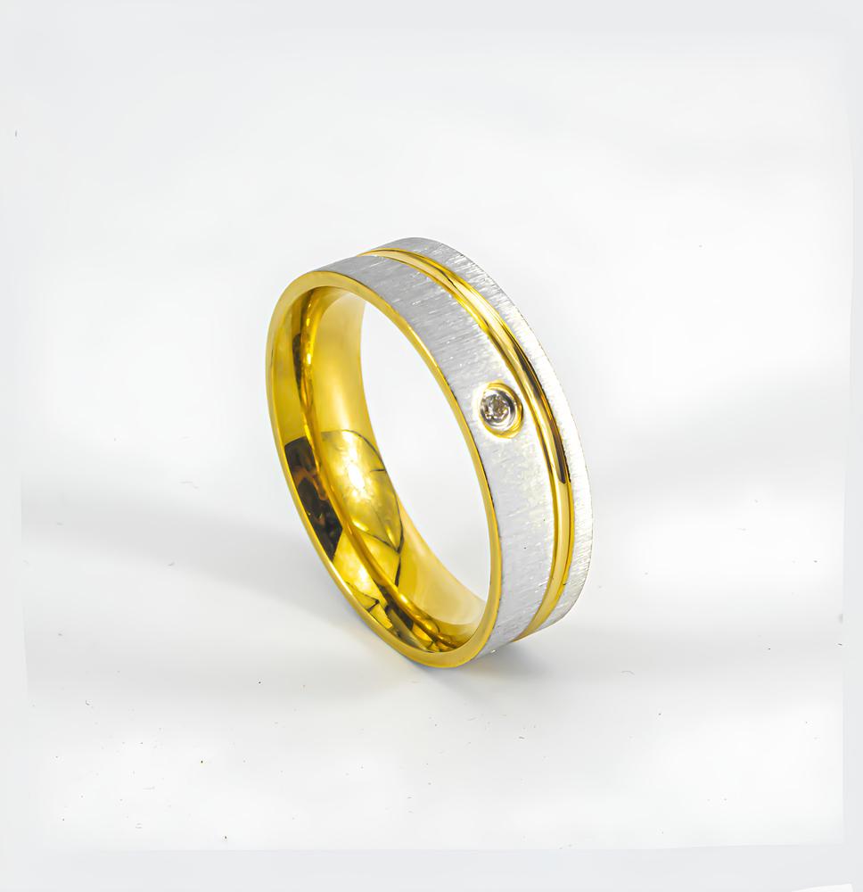 8mm Titanium Steel Couple Rings Gold Plated Zirconia Wedding Bands Simple Creative Valentine Gift Factory Direct