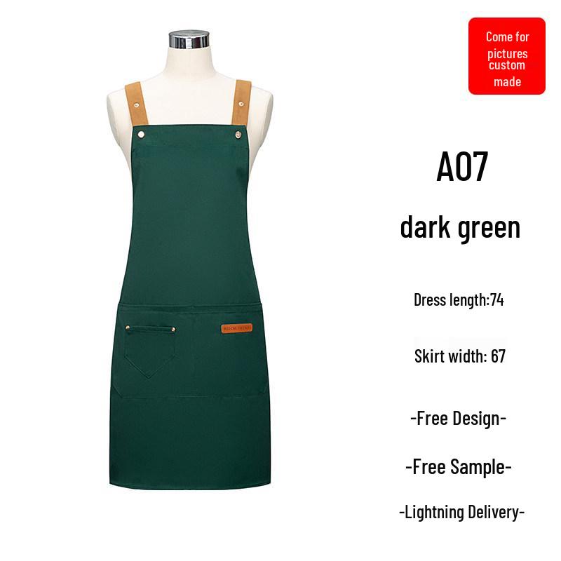 Waterproof Barista Double Shoulder Apron with Logo Print for Catering and Milk Tea Kitchen
