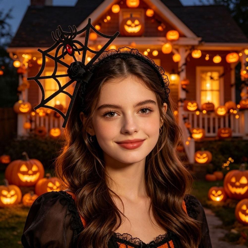 Spider Witch Halloween Party Hair Hoop Flowers Ghost Festival Headpiece  Kids Children Adult