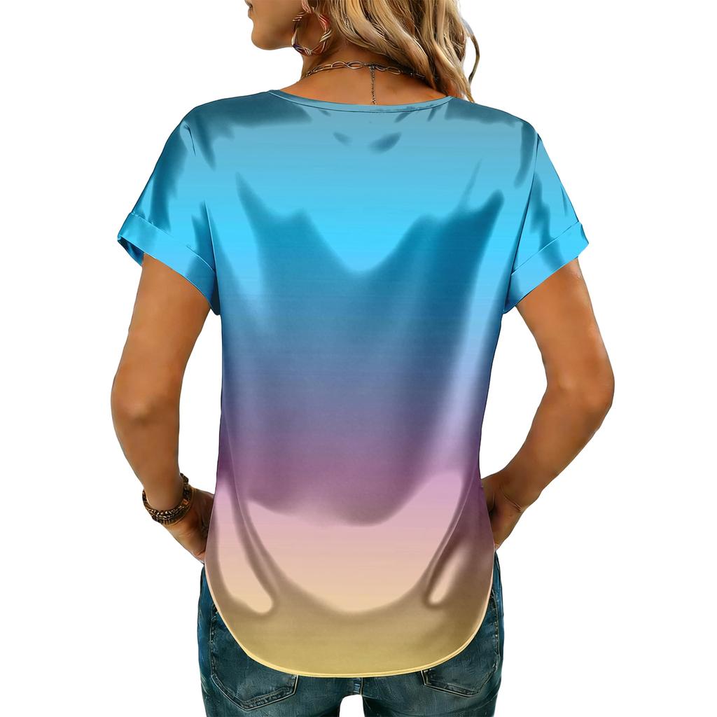 Women's Fashion Casual Gradient Print Top