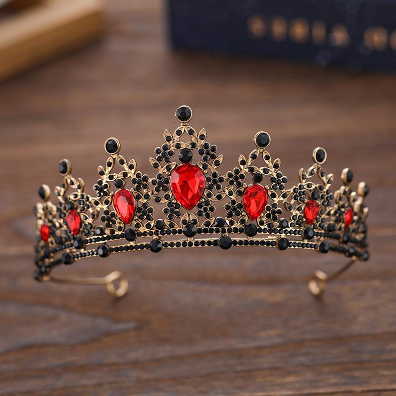 Bridal Crown Colored Rhinestone Headband Baroque Alloy Crown Wedding Dress Accessories Hair Accessories