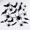 24 Pcs Halloween 3D Bat And Spider Stickers Spooky Black Spider Bat Wall Decals Removable PVC Cings for Home Office Wall Window Decor