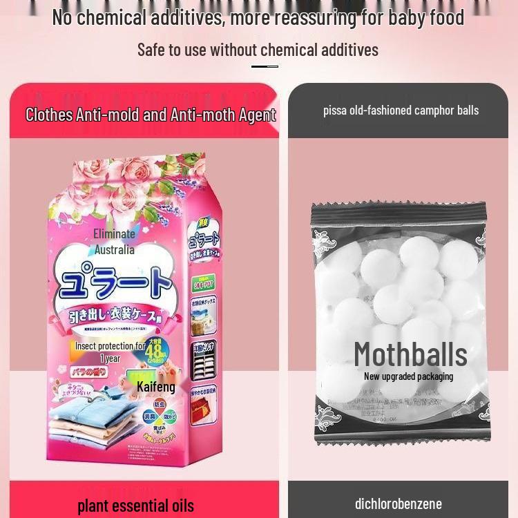 Floral Camphor Wardrobe Freshener & Insect Repellent: Mold, Moth, Mite, and Cockroach Protection Sheets and Balls