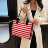 Fashionable Large Capacity Tote Bag For Women In Black Red And Blue Stylish Canvas Design